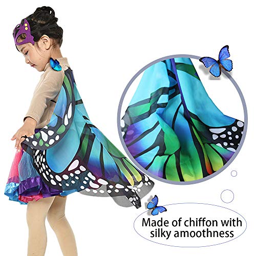 Kids Fairy Butterfly Wings Costume and Mask for Toddler Girls Dress up