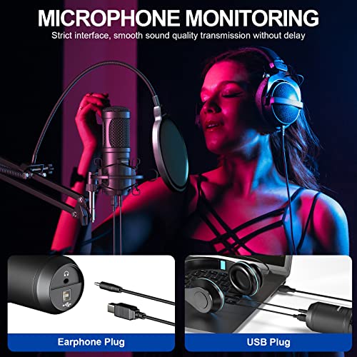 Aokeo USB Condenser Microphone,192kHZ/24bit Professional PC Streaming Podcast Cardioid