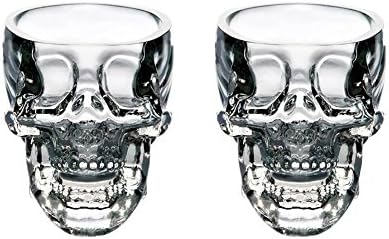 Crystal Cup Creative Pirate skull cup thermal double glass crystal skull red wine cup spirits Vodka cup Drinking Mug Barware (2 PACK)