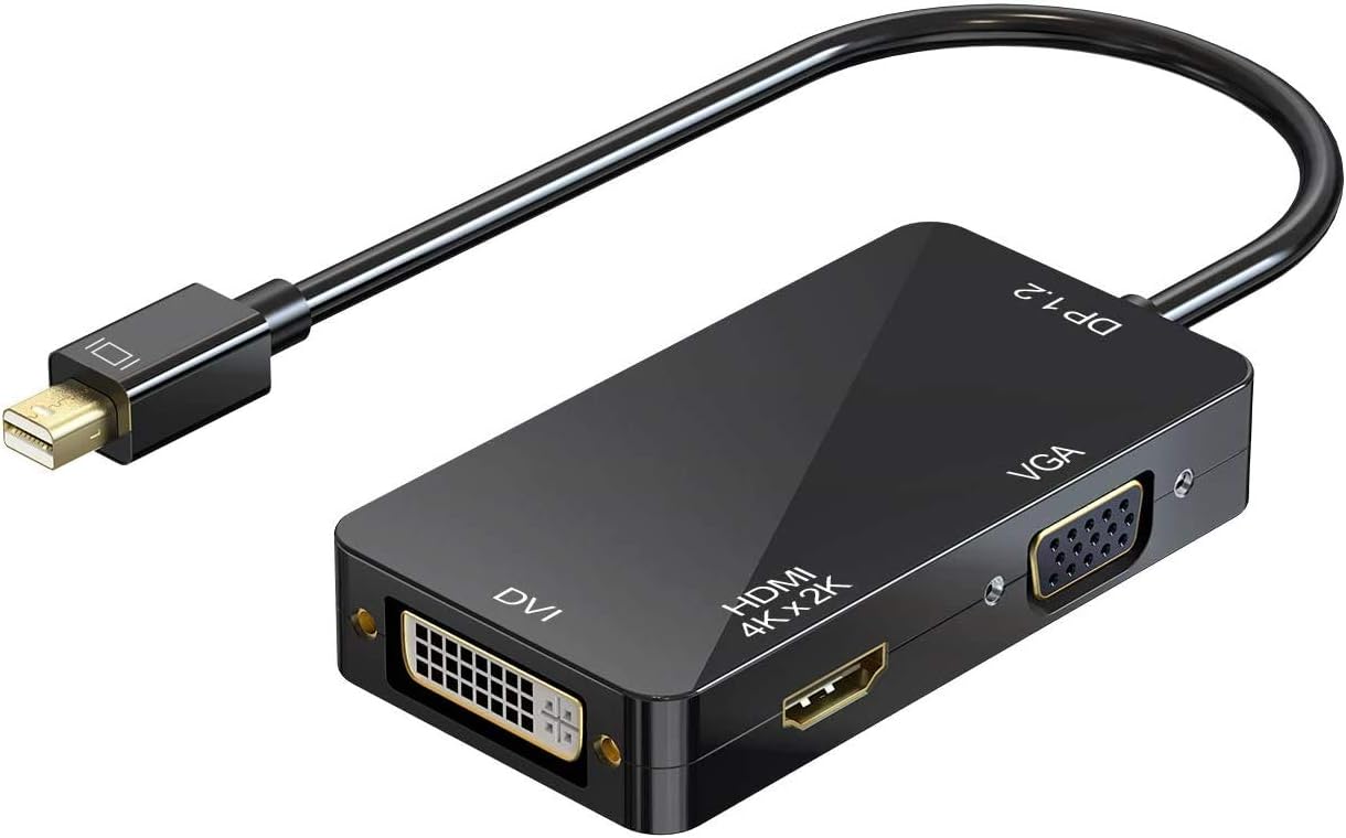BeckenBower 3 in 1 Mini Display Port Converter Mini Displayport to DVI/VGA Adapter for Mac MacBook Air Thunderbolt DP to HDMI Compatible with DP V1.1 Version (Black)
