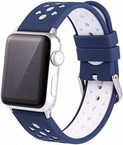 For Apple Watch Bands ,Copbis Silicone Replacement Straps and Sport Watch Wristband in two colors for Iwatch Bands (Blue+White, 42mm)