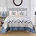KASENTEX 100% Cotton Luxurious Patchwork Bedspread Embroidery Coverlet Quilt Machine Washable Oversize King(Blue, 120x118in)