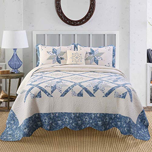 KASENTEX Luxurious Patchwork Bedspread Embroidery Coverlet 100 Cotton