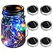 KZOBYD 6 Pack Mason Jar Lid Solar Waterproof Fairy Starry Firefly Lights for Regular Mouth Mason Jar Lantern on Patio Yard Pathway Festivals Home Decor(Jars Not Included)(6, Colorful)