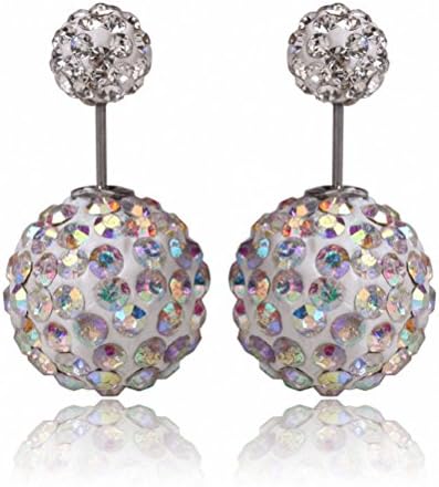 megko Fahiosn Shambhala Crystal Earrings Double Sided Beads Balls Earring Stud for womens Colorful