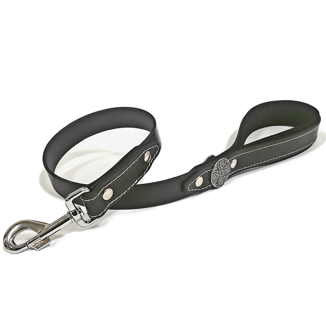 Bestia Maximus genuine leather heavy duty short leash. 35.5 inch long, 1.2 inch wide. Soft padded handle. Handmade quality