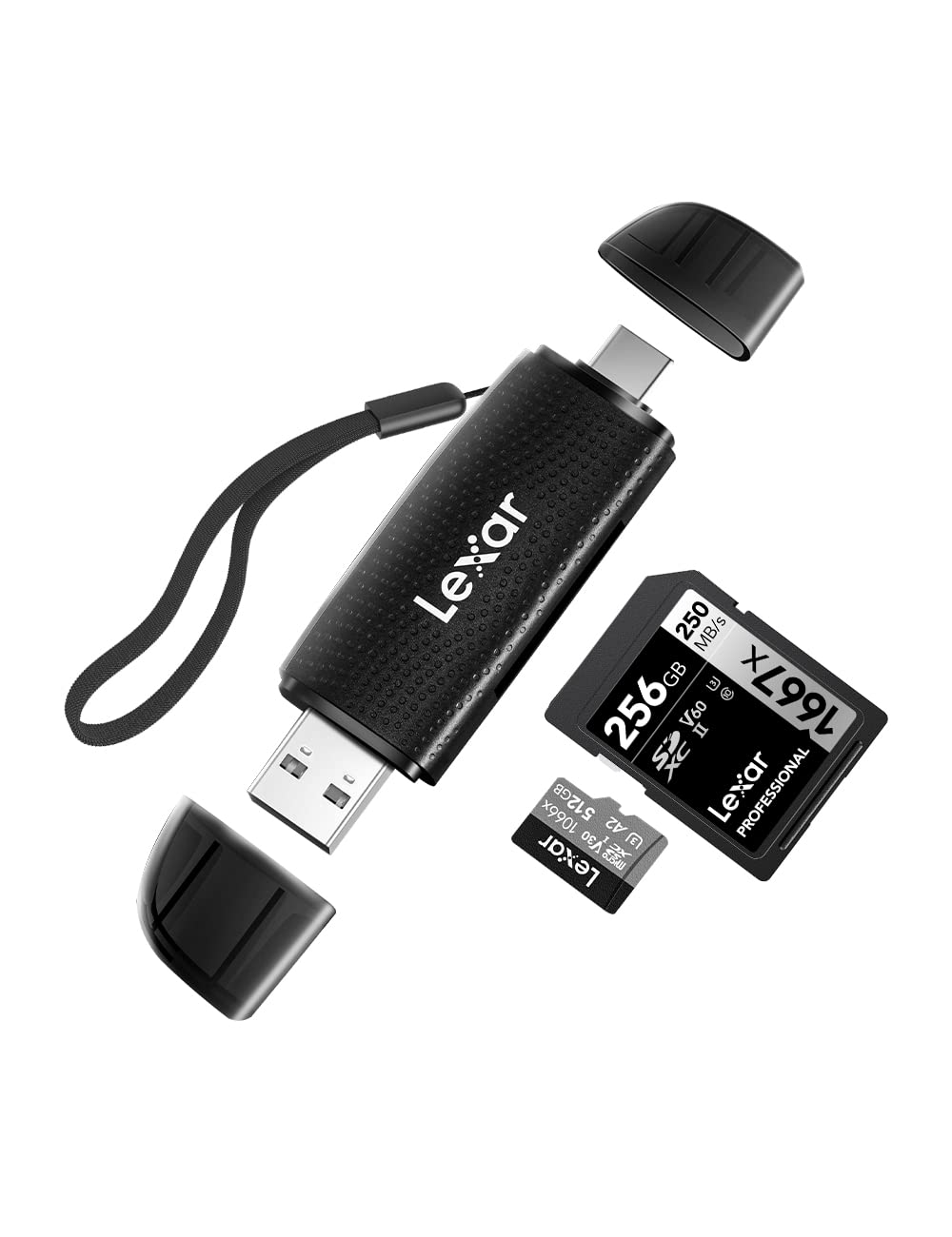 Lexar RW310 Memory Card Reader, USB 3.2 Gen 1 Up to 170MB/s Speeds 2 in 1 USB-C USB-A for SD/Micro SD/SDHC/SDXC Camera Card Reader Adapter, OTG Micro SD Card Reader for PC/Laptop/Smart Phone/Tablet