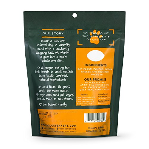 Bocce's Bakery Pumpkin Cheesecake Biscuits Bag Dog Treat, 5 oz