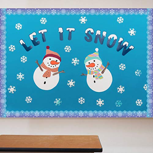 Christmas Bulletin Board Borders, Yoklili 2-Rolls Snowflakes Santa Claus Reindeer Elf Snowman Theme Scalloped Border Trim for Classroom Chalkboard Whiteboard Home Decoration, 72 ft - Thumbnail 5