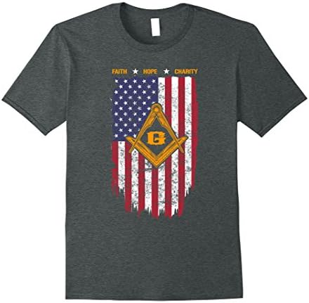 Mens The Masonic Store: Freemason - US Flag T-Shirt 4th of July 2XL Dark Heather