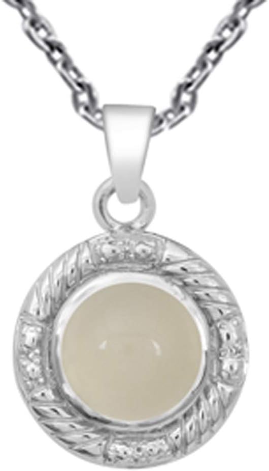 Orchid Jewelry Natural Moonstone, Onyx, Opal Designer Solitaire Pendant Necklace For Women 925 Sterling Silver Sparkle Jewellery Anniversary, Valentine's Day Birthday Gifts For Beautiful Girls