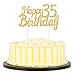PALASASA Gold Glitter Happy Birthday 35th Cake Topper Decoration
