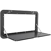 DUTTIETY Foldable RV Table 31.5 x17.72 inch Black Wall Mount Folding Camper External Hanging Aluminum Alloy RV Caravan Folding Table with 2 Locks for Truck Campers Travel 55Lbs Capacity