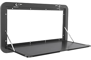 YIYIBYUS RV Caravan Folding Table, Wall Mount White Camping Picnic Folding Table External Hanging Table for Caravans RVs 55.11lb Maximum Load (Black)