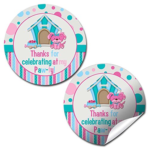 Pink Puppy Paw-Ty Birthday Party Thank You Sticker Labels, 20 2