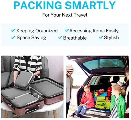 Gonex Compression Packing Cubes, 4pcs Expandable Storage Travel Luggage Bags Organizers (Deep Gray) 4 Gonex Compression Packing Cubes, 4pcs Expandable Storage Travel Luggage Bags Organizers (Deep Gray)