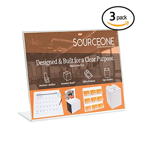 UPC 088234635342, Source One 11 X 8.5 Inches Slant Back Landscape Sign Holder Brochure Holde (3 Pack)