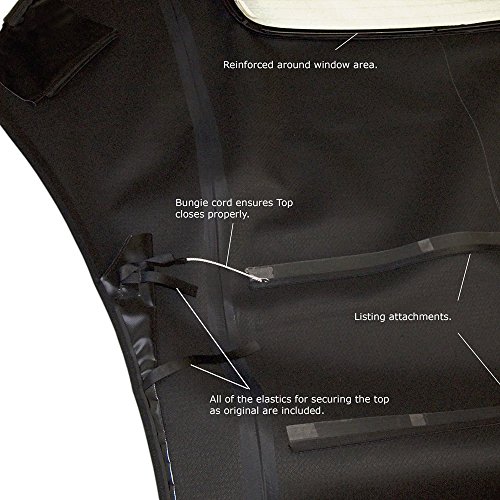 AutoBerry Compatible Replacement Convertible Top & Heated Glass Window for VW For Volkswagen Beetle Power Tops 2003-2009 Tan Stayfast Cloth - Thumbnail 2