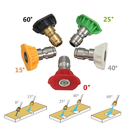 MATCC 5Pack Pressure Washer Spray Nozzles Tip Set Multiple Degrees