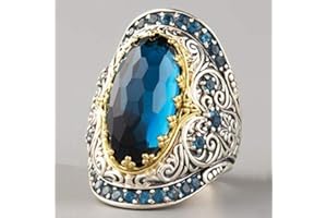 CZCLMLT 925 Sterling Silver Gemstone Engagement Wedding Rings Women's Topaz Rings 18k Gold Plated Party Engagement Rings (7)