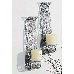 Dekorative Wandkerzenhalter für Stumpenkerzen 2er Set aus Metall für Stumpenkerzen Schwarz