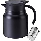 34oz Thermal Coffee Carafe,Tea Pot 316 Stainless Steel, Double Wall Vacuum Coffee Carafe | Hot & Cold Retention | BPA Free (black)