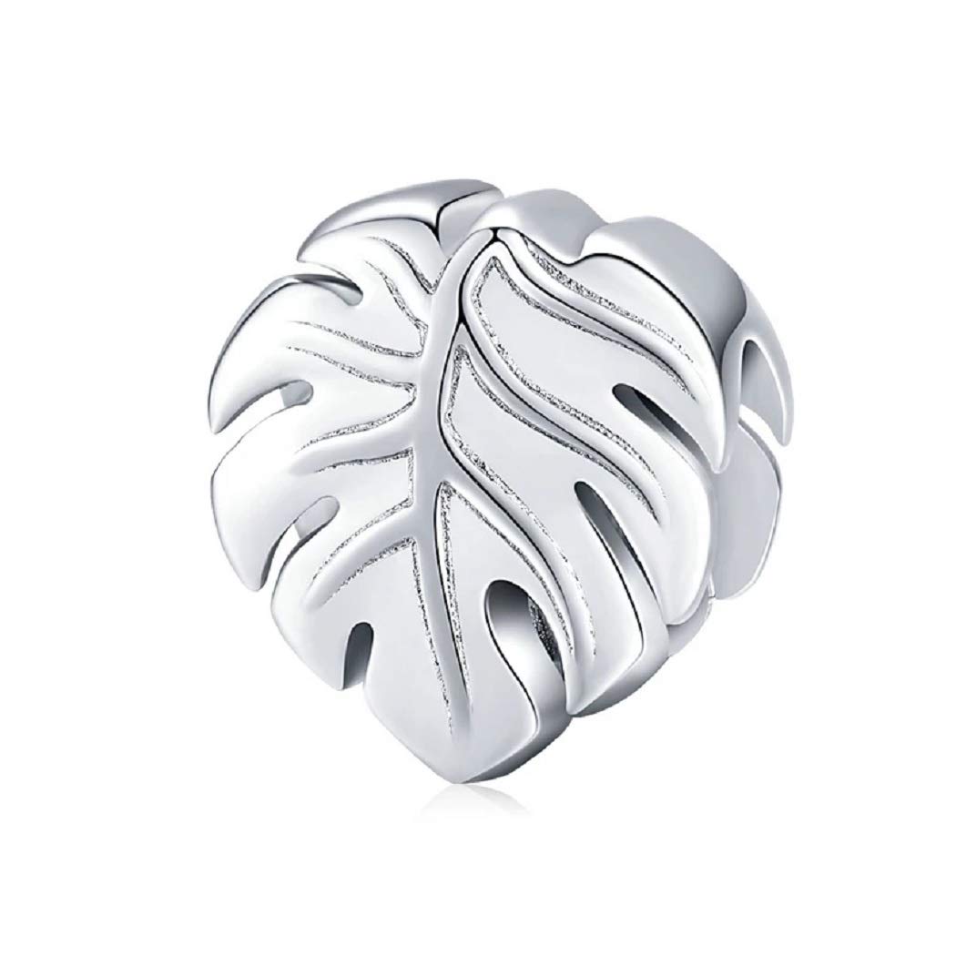 FeatherWish Natures Plant Tree Leaf Bead Charms 925 Sterling Silver Compatible With Pandora Bracelet Or Necklace