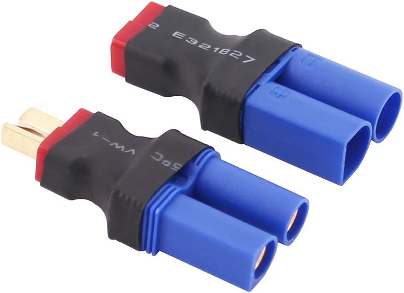 OliRC 4pcs EC5 to T-Plug Deans Style Male Female RC Connector Adapter(C82-4), Blue and Red, Small - Image 3
