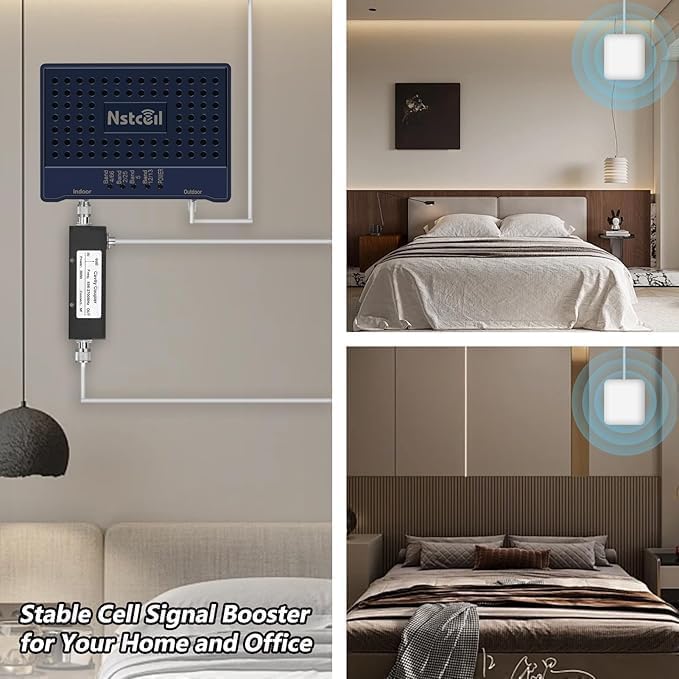 Cell Phone Booster for Home，Up to 8,000 sq ft,Cell Phone Signal Booster with 2 Indoor Antennas Band 66/2/4/5/12/17/13/25 for All Canadian Carriers | Boost 4G Data Signal | ISED Approved