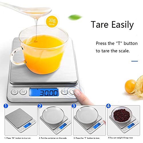 Poit Digital Kitchen Scale Food Scale Pocket Scale Jewelry Gram Scale, 500g Capacity, 0.01g/0.001oz Resolution…