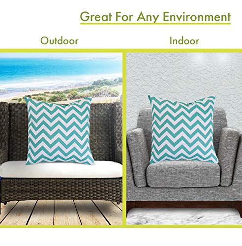Majestic Home Goods Teal Chevron Indoor/Outdoor Large Pillow 20" L x 8" W x 20" H