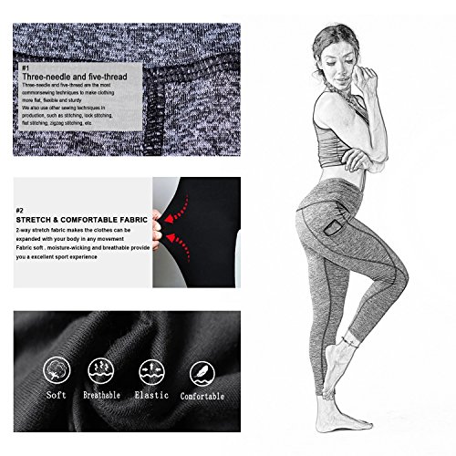 image for K&T Women's Yoga Pants, Power Flex High Waist Tummy Control Workout Yo