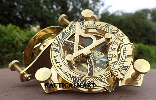 Maritime Collectible Sundial Compass Vintage Navigational Compass Shiny Brass