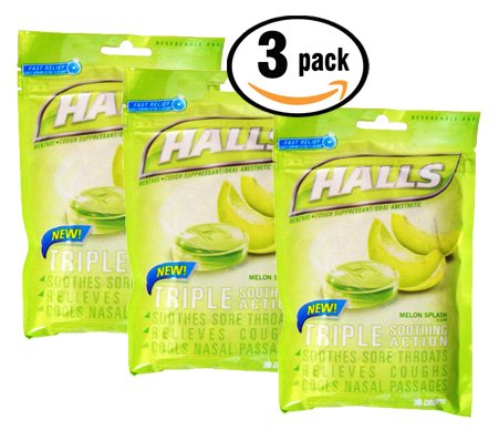 Pack of 3 - halls melon splash triple soothing action menthol cou…