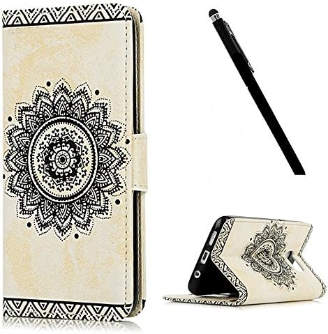 iphone 6s cover, iphone 6s case, Liberwill Wallet Cover PU leather Cover Kickstand Floral Pattern Credit Card Slots Protector for iphone 6 w/ Screen Protector Hand Strap (iphone 6 plus - White)
