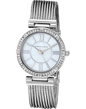 Women's AK/2145MPSV Swarovski Crystal Accented Silver-Tone Chain Bracelet Watch