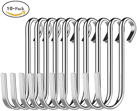 VISEN S Shaped Hooks Stainless Steel Metal For Bathroom, Bedroom, Office and Kitchen(Pack of 10Hooks)