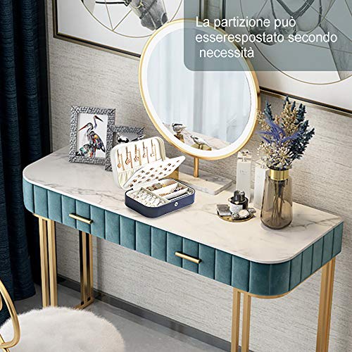 LOBKIN Scatole portagioie Gioielli da Viaggio da Donna Organizzatore Organizzatore Gioielli Scatola immagazzinaggio Piccole Dimensioni Scatola di Gioielli per Anelli Orecchini Collane Bracciali (Blu)