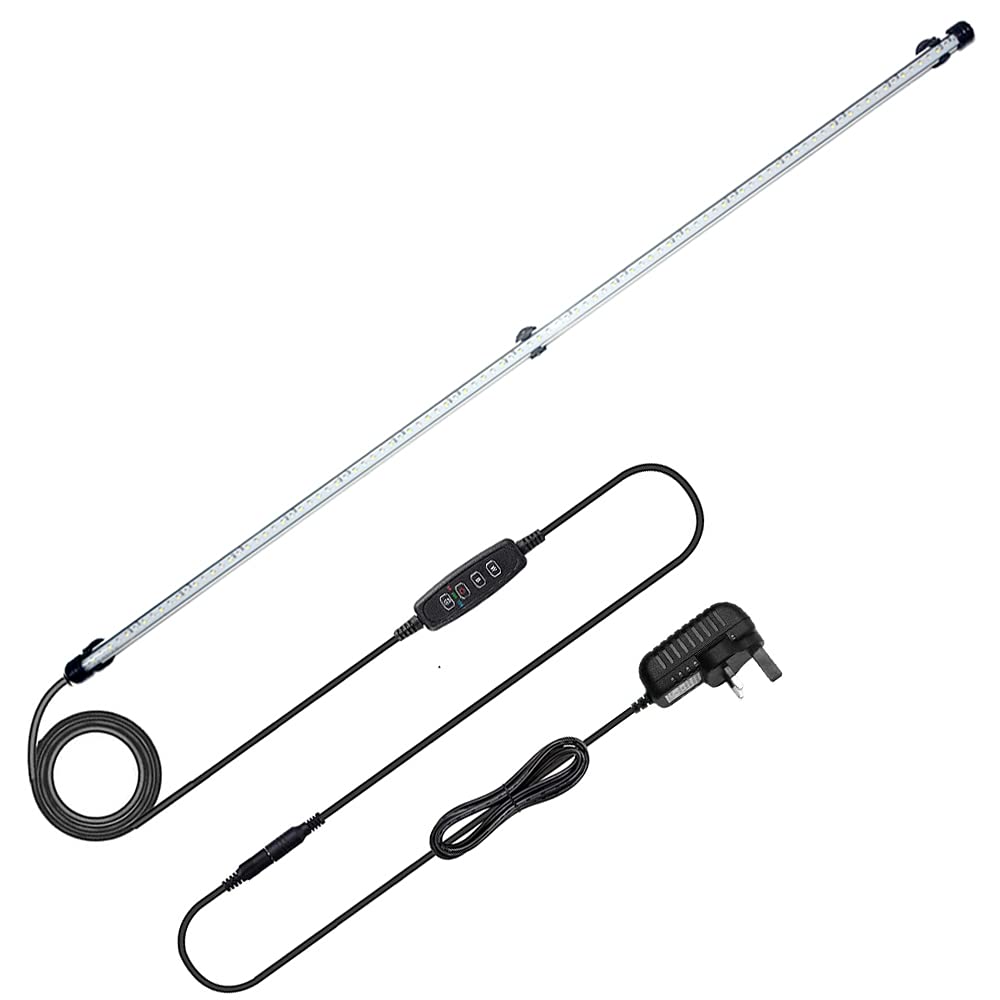 VARMHUS LED Aquarium Lighting, White and Blue Color Changing Submersible Fish Tank Light with Small Simple Timer for Sunrise and Sunset (Blue+White 112cm)