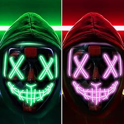 Halloween Mask LED Light up Mask (2 Pack) Scary