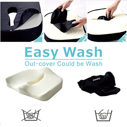 image for iCoudy Memory Foam Seat Cushion, Seat Cushion, Car Seat Cushion, Chair