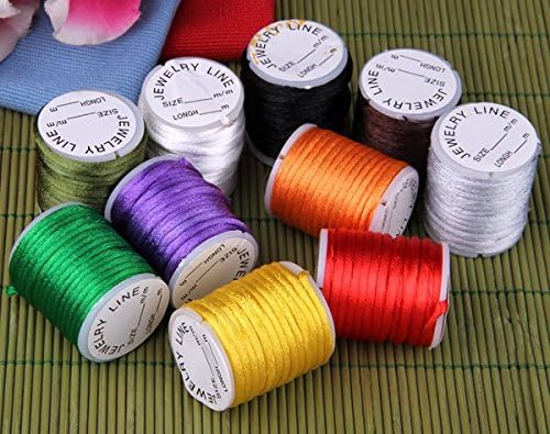 Vikeva 10 Rolls Mixed Color Round Nylon Satin Rattail Cord 3mm 4m