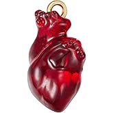 COGCHARGER 10 Pcs Gothic Halloween Anatomical Heart Charms Dark Red Resin Charms with Golden Iron Loops for Earring Necklace Bracelet DIY Jewelry Making