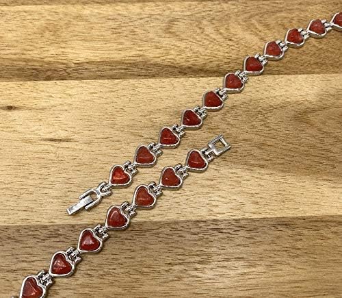 Helena Rose Jewellery Red Agate Heart Bracelet, Silver Tone Romantic Gemstone Magnetic Wristlet for Women - Image 3