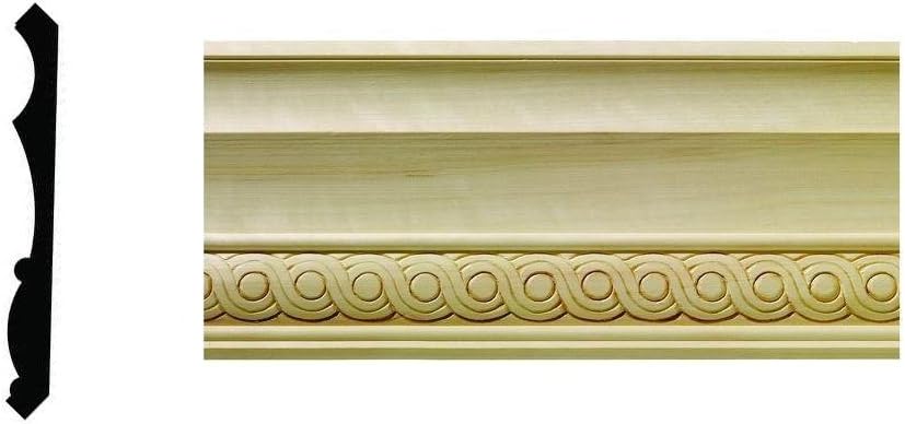 Ornamental Mouldings 1/2 in. x 5-1/4 in. x 96 in. Hardwood White Unfinished Rondele Crown Moulding