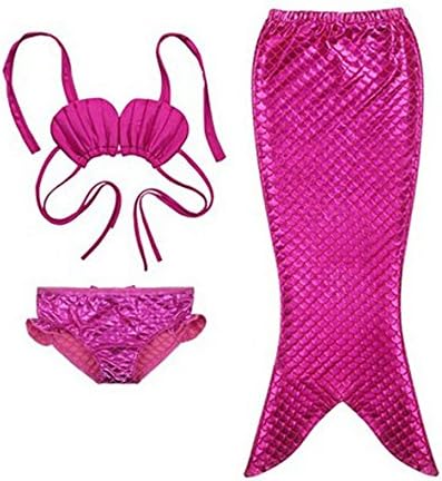 Luckyacution Girl's 3 Pcs Mermaid Tail Swimwear Swimsuit Mermaid Tail Bikini