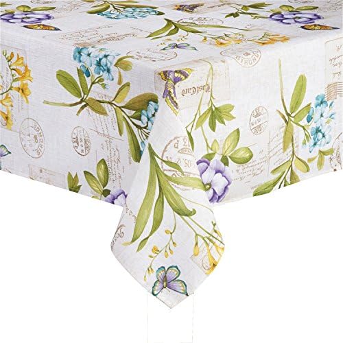 Botanical Blossom Printed Tablecloths Assorted Sizes Sq., Oblong and Round 100% Polyester (60 x 102 Oblong)