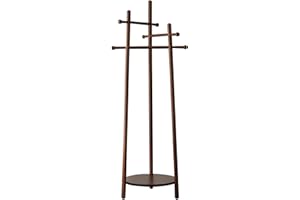 Aibiju Heavy Duty Coat Rack Freestanding,Wooden Coat Hanger Stand with Storage Shelf and 3 Crossbar, Coat Tree Easy to Assemble for Home Office Suits Jacket Hat Umbrellas Brown YD-1440