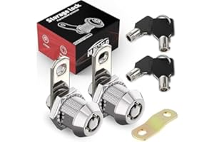 MKING 2 Pack 90°Cam Lock,5/8" Tool Box Locks with Keys,Cabinet,Mailbox Lock for RV Storage Lock Keyed Alike Toolbox Replacement Set