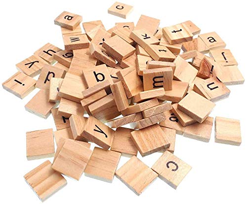 RayLineDo 100X Wooden Tiles Letter Alphabet Number Crafts English Words Lowercase Mixed